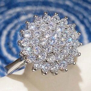Cubic Zirconia Clustered Round Ring